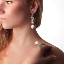 Load image into Gallery viewer, Baroque Pearl and Mystic Rainbow Topaz Drop Earrings.