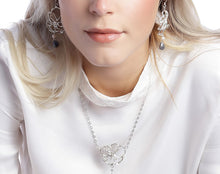 Load image into Gallery viewer, Hibiscus Drop Earrings in Sterling Silver