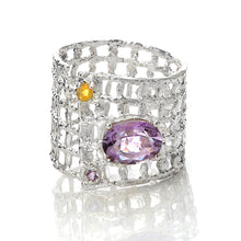 Load image into Gallery viewer, Net Band Ring with Amethyst and cintrin