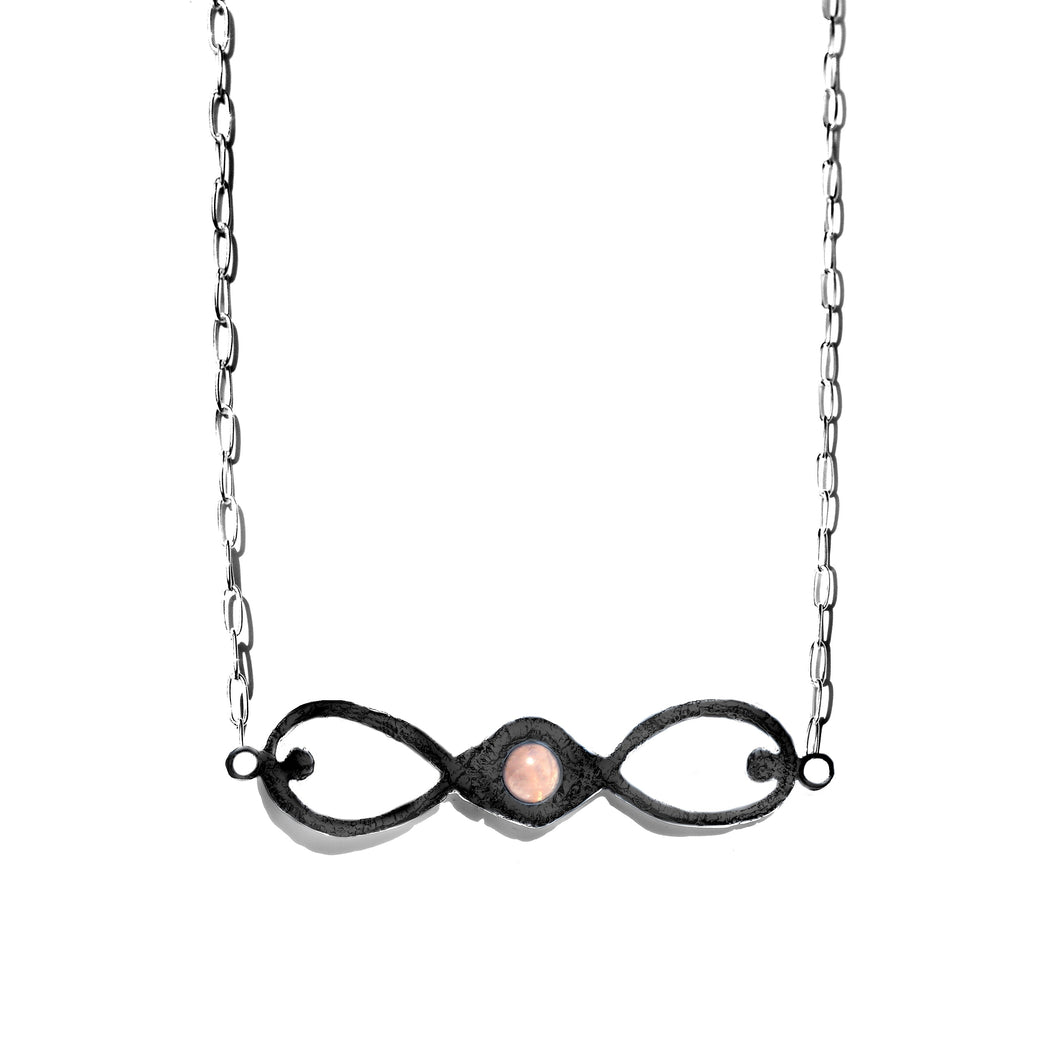 Oxidized Infinity Horizontal Bar Necklace