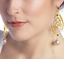 Load image into Gallery viewer, My Galaxies Drop Earrings with Flameball Pearls
