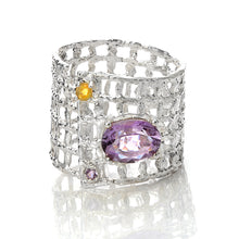 Load image into Gallery viewer, Net Band Ring with Amethyst and cintrin
