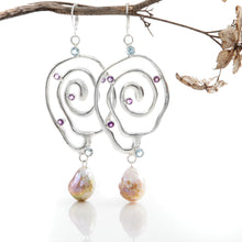 Load image into Gallery viewer, My Galaxies Drop Earrings with Flameball Pearls
