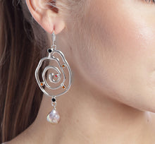Load image into Gallery viewer, My Galaxies Drop Earrings with Flameball Pearls
